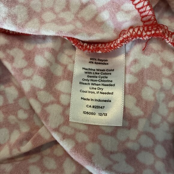 Talbots Womens Top S Petite Red White Print Faux Wrap Short Sleeve Stretch - Picture 7 of 7